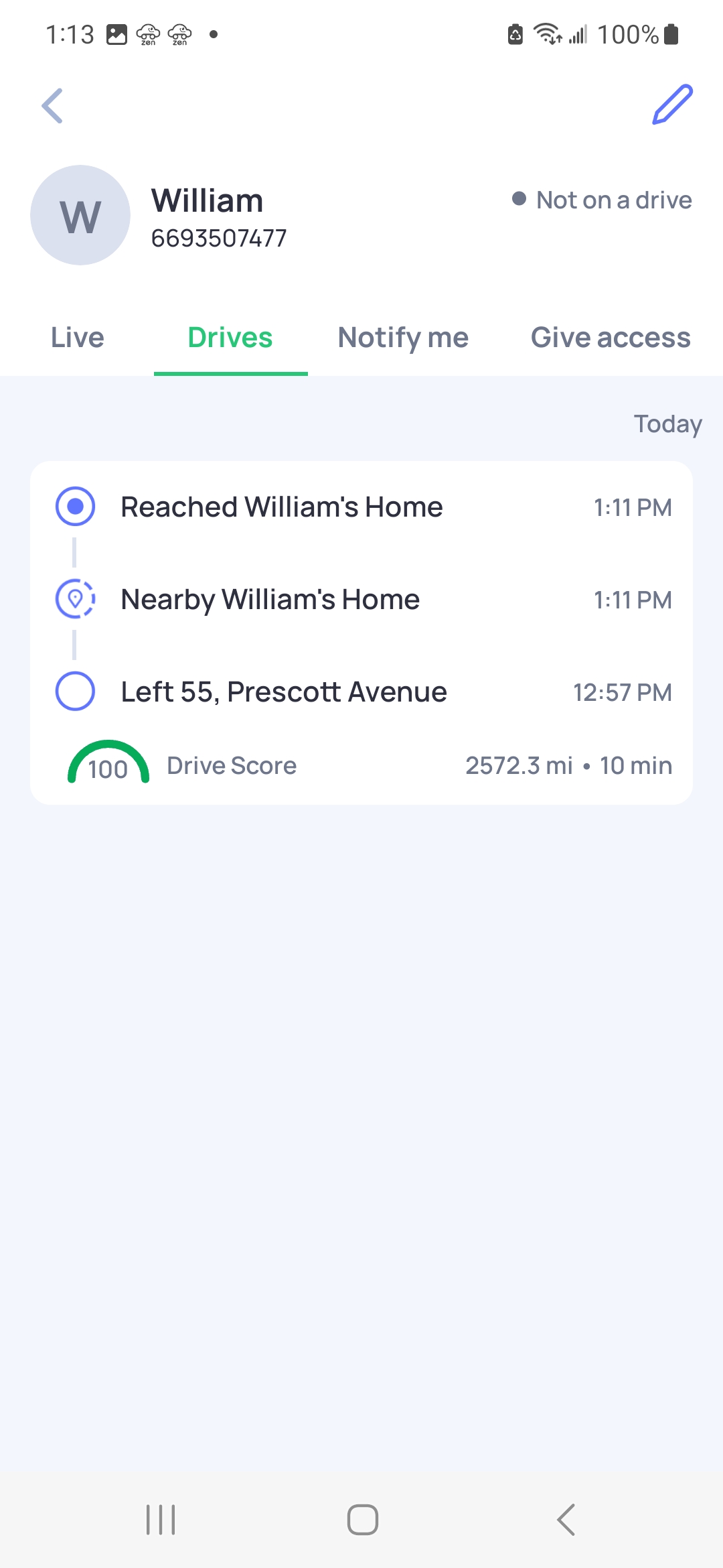Family | Driving Safety OtoZen | Driver Scores | William | Android | GiveMeApps